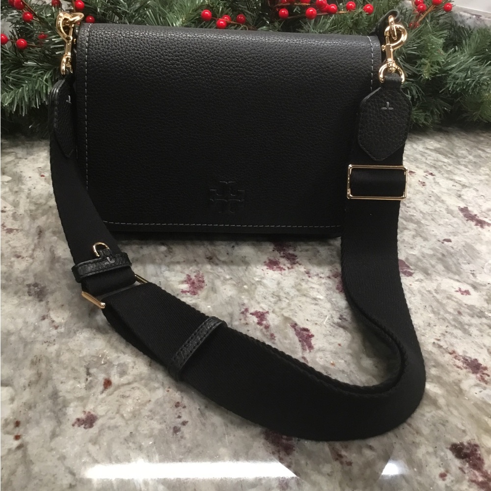 Tory Burch Black Crossbody Bag with Gold Accents